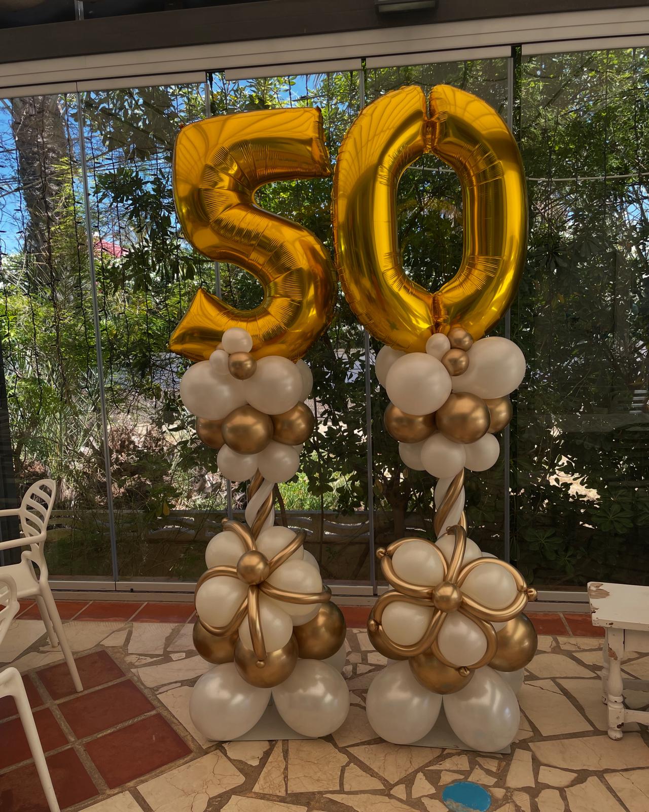 Columna de globos de colores para decorar cumpleaños y fiestas en Madrid